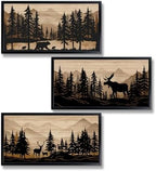 WELMECO Rustic Cabin Decor Bear Moose Deer Wall Art Cabin Bathroom Decor