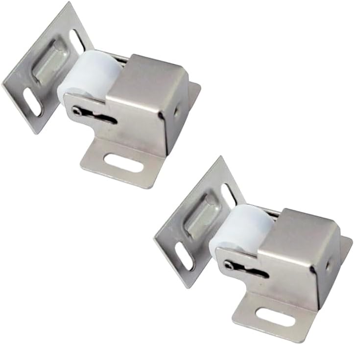 Heavy Duty Large Jumbo Roller Catch Latch for Closet Doors and Cabinets, Matte Nickel, Made in Taiwan, 2 Pack