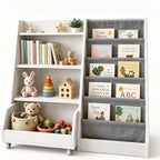 Kids Bookshelf and Toy Storage - Wooden Toddler Book Shelf with Drawer