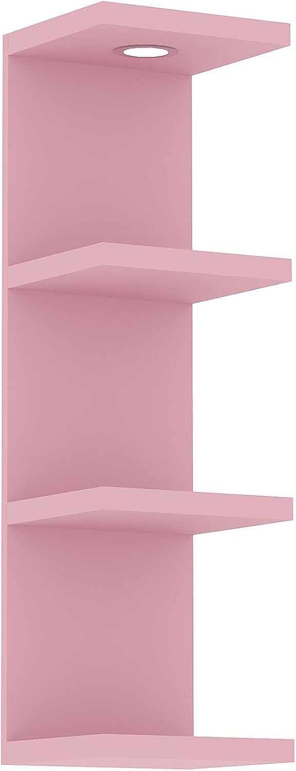 LitaEther Versatile 4 Tier Wall Shelf Unit,Pink Lack Wall Shelf,Display Floating Shelf with LED Remote Control Light
