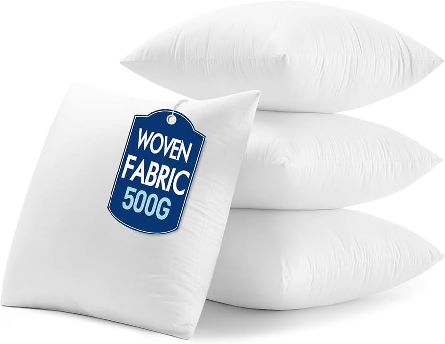 MIULEE 18x18 Inch Pillow Inserts Pack of 4 - Textured Woven Fabric Cover