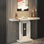 Tribesigns Modern Console Table, 40 Inches Faux Marble Sofa Table, Contemporary Entryway Table with Pendulum Shape Base for Living Room Hallway Entrance, White