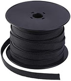 Keco 100ft – 1/4 inch PET Braided Expandable Cable Sleeve – Wire Sleeving for Audio Video and Other Home Device Cable Automotive Wire - Black