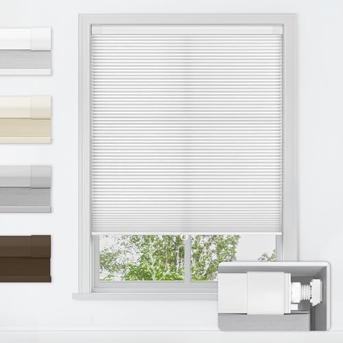 LazBlinds No Drill Cordless Cellular Shades, 33" W x 64" H, White