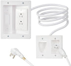 in-Wall Cable Management Kit with Recessed Outlet, 2 AC Outlets