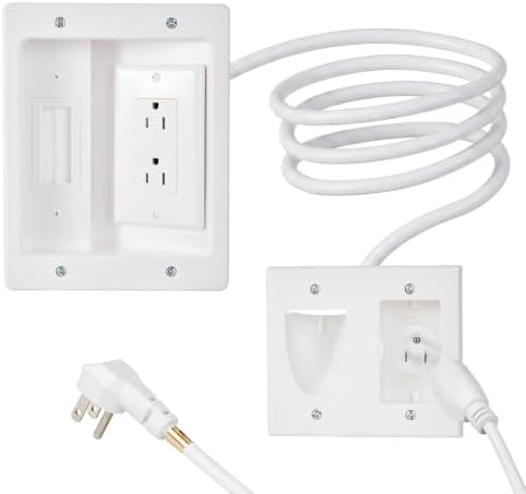 in-Wall Cable Management Kit with Recessed Outlet, 2 AC Outlets