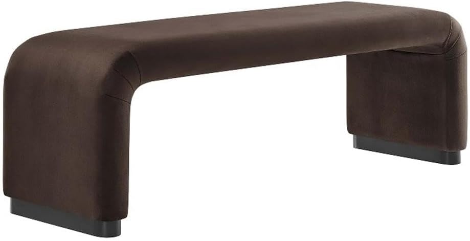 Modway EEI-6734-BLK-CHB Koda Performance Velvet Waterfall Long Bench, Black Chocolate Brown
