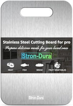 Stron-Dura Small Stainless Steel Cutting Board for Kitchen, 11.5" x 8" Food Safe Metal Chopping Board, Dishwasher Safe, Double Sided Odorless, Cutting Board for Meat Veggies Camping