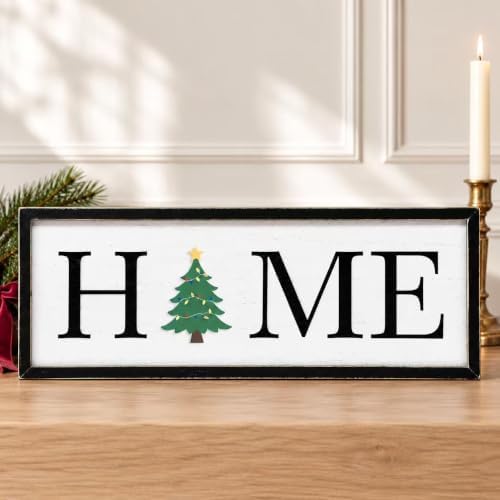 Christmas Tabletop Decor, Interchangeable HOME Sign Farmhouse Holiday Decor