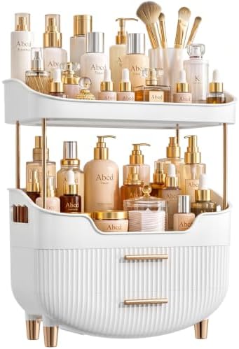 4-Tier Makeup Organizer Bathroom Countertop Storage White