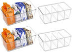 Batoto Pantry Organization and Storage Bins, Refrigerator Organizer Bins – Clear, Kitchen Organization and Storage with Dividers (4 pack)