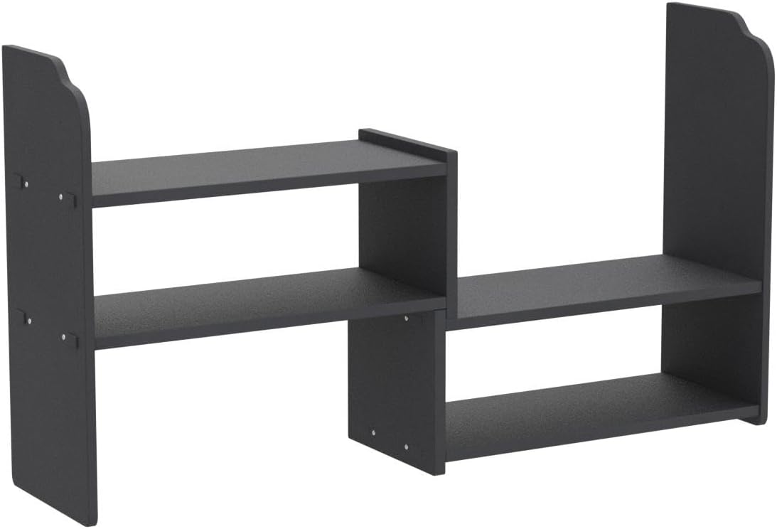 YGYQZ Adjustable Desktop Shelf Organizer, 3-Tier Desk Shelf, Black
