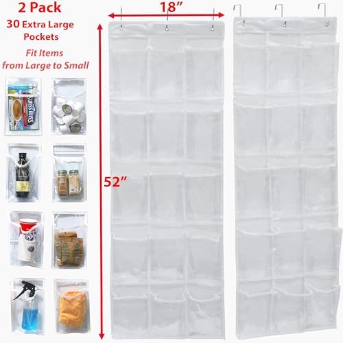 Simple Houseware 15 Pockets Clear Over the Door Pantry Organizer, 2 Pack