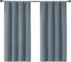 Simplebrand Ava Stone Blue Short Blackout Curtains by Simplebrand