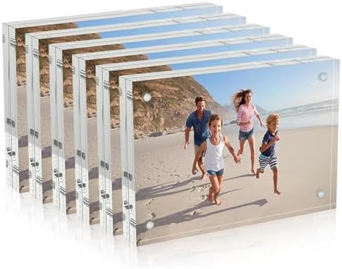 AITEE 4x6 Acrylic Picture Frames 6 Pack, Clear Picture Frames，20% Thicker