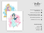 Nistio Princess Nursery Wall Art Prints, Ariel Nursery Poster, Newborn Gift, Cinderella Baby Room Decor For Girls, Princess Cinderella, Rapunzel, Ariel, Belle, Tiana, Jasmine, Set of 8 Prints, 8x10