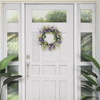 Puleo International 24" Artificial Echinops Floral Spring Door Wreath, Green/Purple