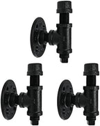 PIPE DECOR Robe and Towel Single Hook Kit Heavy Duty DIY Style, Rustic and Chic Industrial Iron Pipe with Electroplated Black Finish, Wall Mounted, Mounting Hardware Included, Oil + Rust Free (3)