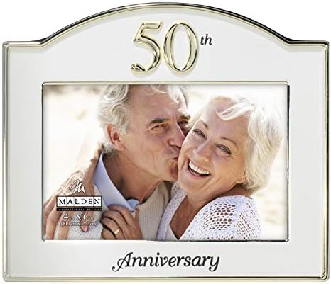 Malden International Designs Wedding 50th Anniversary Two Tone Picture Frame, 4x6, Gold/Silver