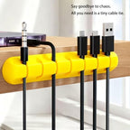 Cable Holder Clips，5 Packs Yellow Cable Management Cord Organizer Clips Silicone Self Adhesive for Desktop USB Charging Cable Nightstand Power Cord Mouse Cable Wire PC Office Home(7-5-3-2-1 Slots)