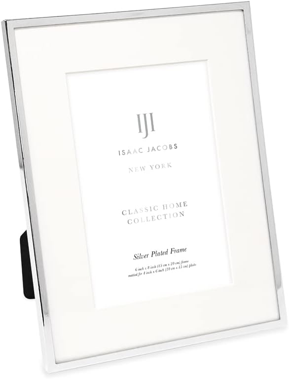 Isaac Jacobs 6x8 (Matted 4x6) Silver Classic Metal Picture Frame w/Easel