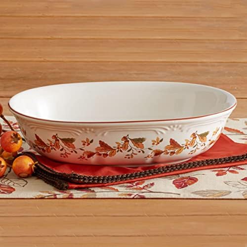Pfaltzgraff Autumn Berry Oval Vegetable Bowl, white, 11 inches