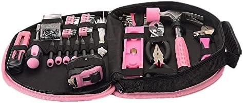 69-Piece Pink Hand Tool Set -Lady's Essential Home Repairing Tool Kit General Household Tool Set with 12-Inch Storage Tool Bag