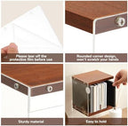 Threehoney 4 Pcs Retro MDF Cd Holder, Walnut Colored DVD Shelf Rack