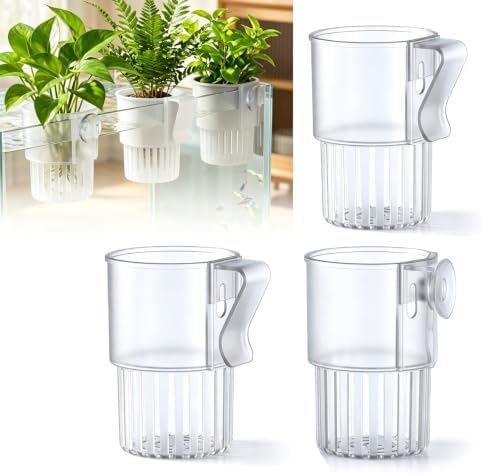Aquarium Plant Holder, 3 Pack Clear Hanging Hydroponic Plant Basket