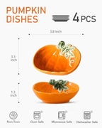 Fall Pumpkin Ceramic Side Dishes Small Ramekins, DippingBowls, Set of 4