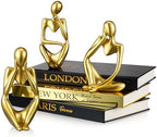 Feifeiya 6 Pcs Gold and Black Color Decorative Book & Thinker Statue Set