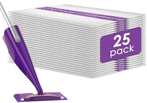 (25 Pack) Mop Pad Refill Compatible with Swiffer WetJet Mop, Disposable Multi Surface Wet Jet Hardwood Floor Cleaner Spray Mop Pads Refills, Mop Cloth