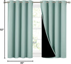 NICETOWN Aqua Blue 100% Blackout Curtains 45 inches Long, 2 Thick Layers - Image 9