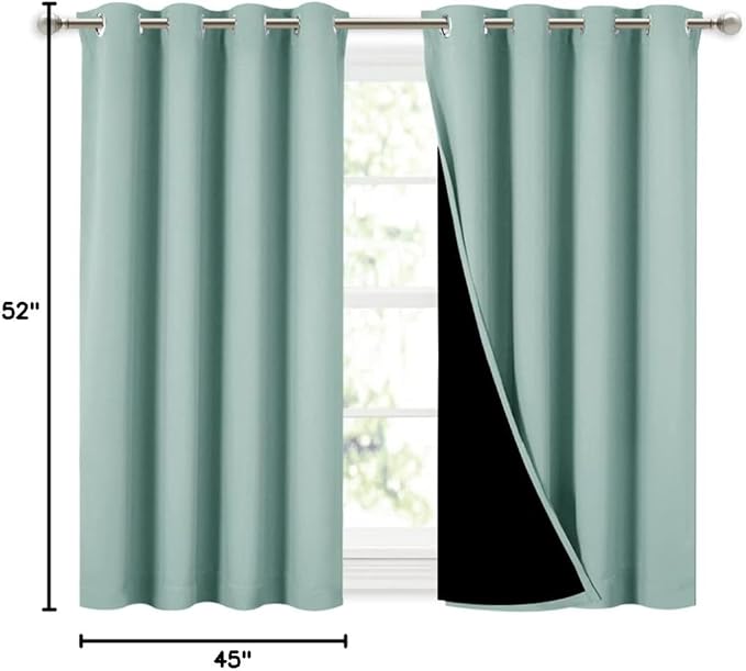 NICETOWN Aqua Blue 100% Blackout Curtains 45 inches Long, 2 Thick Layers - Image 9