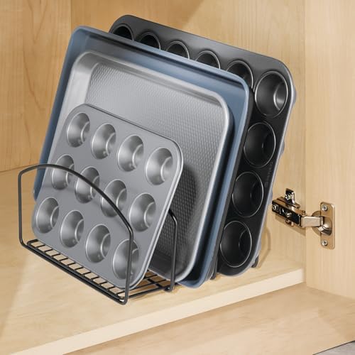 iDesign 3-Section Cookware Organizer for Cabinet - Cookware Organizer or Bakeware Organizer - Matte Black