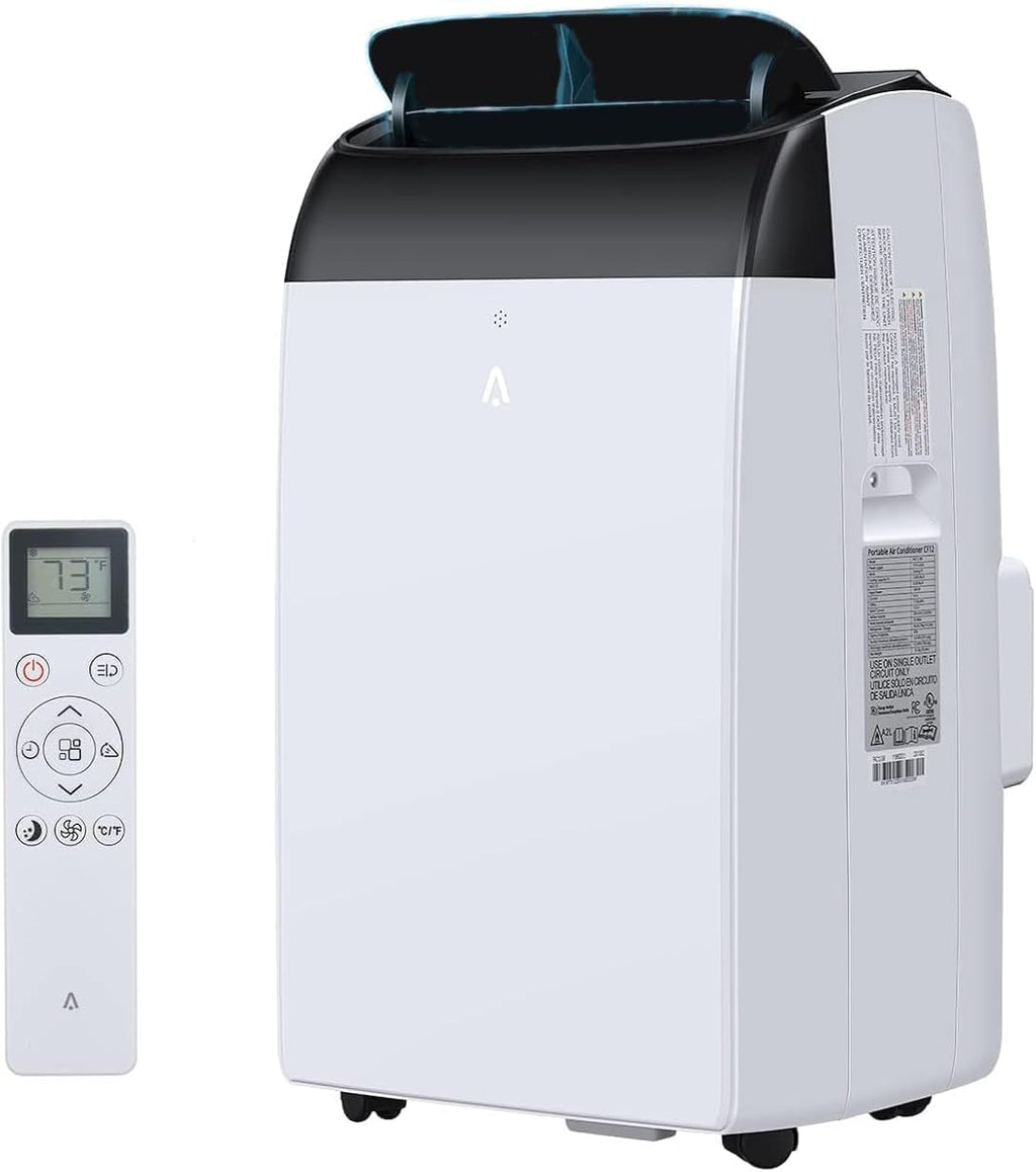 12,000 BTU Quiet Portable AC Unit – 3-In-1 Cooling, Dehumidifier & Fan With Remote, Covers 450 Sq.Ft, Compact Design for Home/Office, Black Top