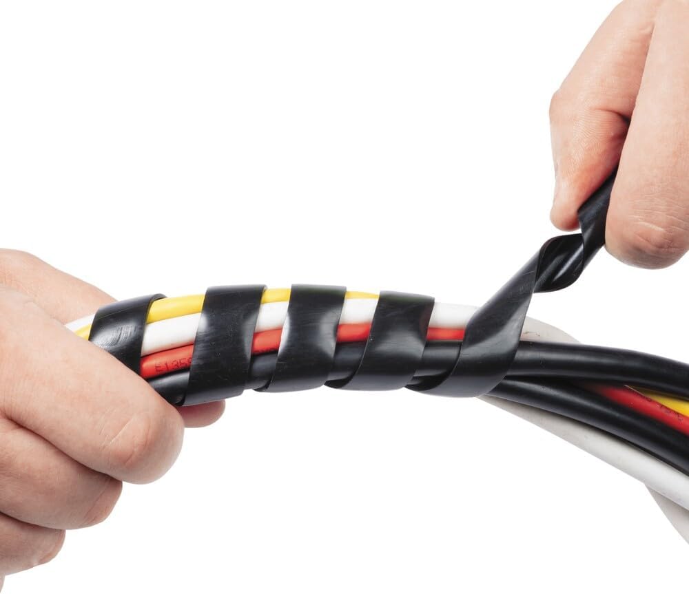 D-Line 8.2ft White Cord Wrap, Spiral Cable Sleeve, Expands 0.39-1.5in Diameter, Wrap by Hand - White