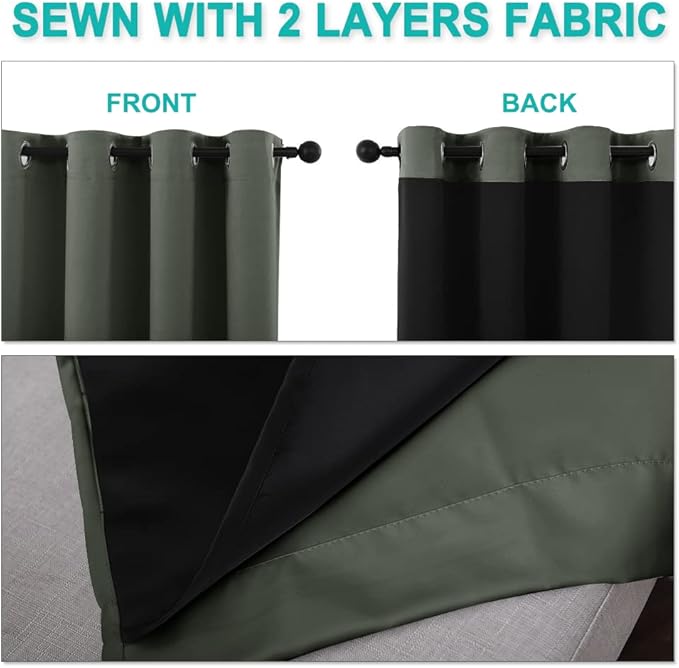NICETOWN 100% Blackout Curtains 86 inches Long, Pair of Energy Smart & Noise - Image 5