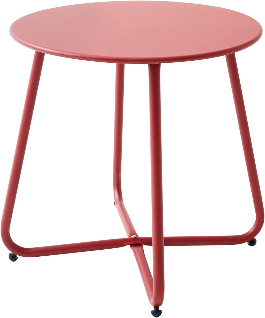 Meluvici Patio Outdoor Side Table Waterproof Round Metal Steel Small Side Table Weather Resistant Portable Outdoor and Indoor End Table for Garden Balcony Yard, Blue