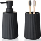YAUKPH Bathroom Soap Dispenser and Toothbrush Holder Striped Pink