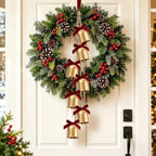 12 Pcs Gold Christmas Bells for Decoration, Rustic Metal Bells with Rope