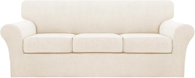 Turquoize 4 Piece Sofa Covers for 3 Cushion Couch Sofa Slipcover Soft Couch by Turquoize