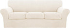 Turquoize 4 Piece Sofa Covers for 3 Cushion Couch Sofa Slipcover Soft Couch by Turquoize