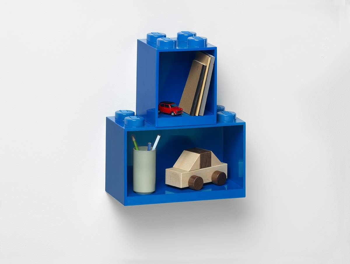Room Copenhagen, LEGO Brick Shelf Box - Stackable or Mountable Storage Compartment - 8 Stud, Blue