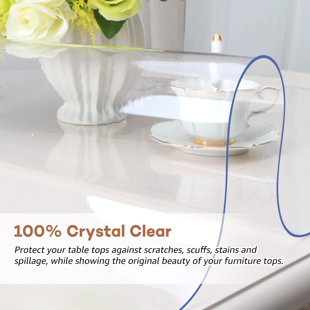 RostiKong 36 x 54 Inch Clear Table Cover Protector Rectangular Plastic Vinyl Roll Kitchen Dining Room Table Cloths Office Desk Pad Kitchen Floor Highchair Mat Outdoor Party Tablecloth Picnic Table Mat