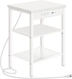 HOOBRO Side Table with Charging Station, Small End Table for Small Space