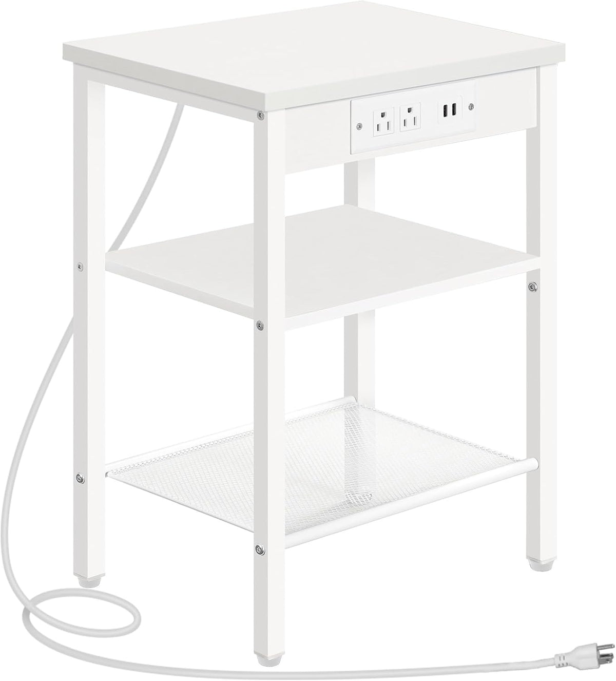 HOOBRO Side Table with Charging Station, Small End Table for Small Space