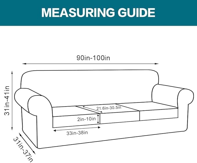 Turquoize 4 Piece Sofa Covers for 3 Cushion Couch Sofa Slipcover Soft Couch - Image 2