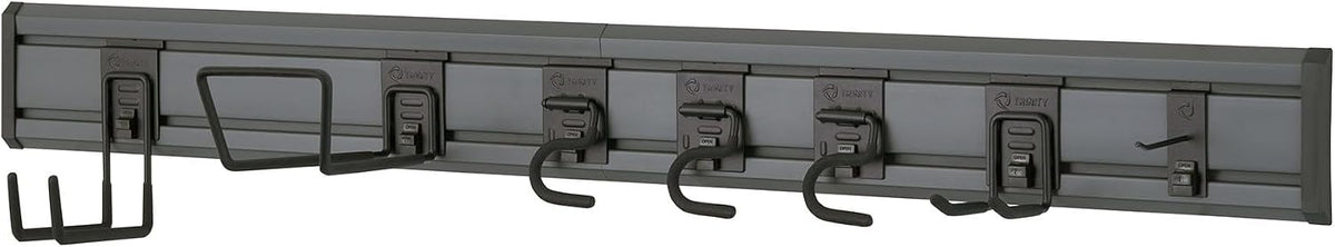 TRINITY 9Pc Heavy Duty Wall Track Storage Kit, 2 PVC 28" Panels, 7 Hooks