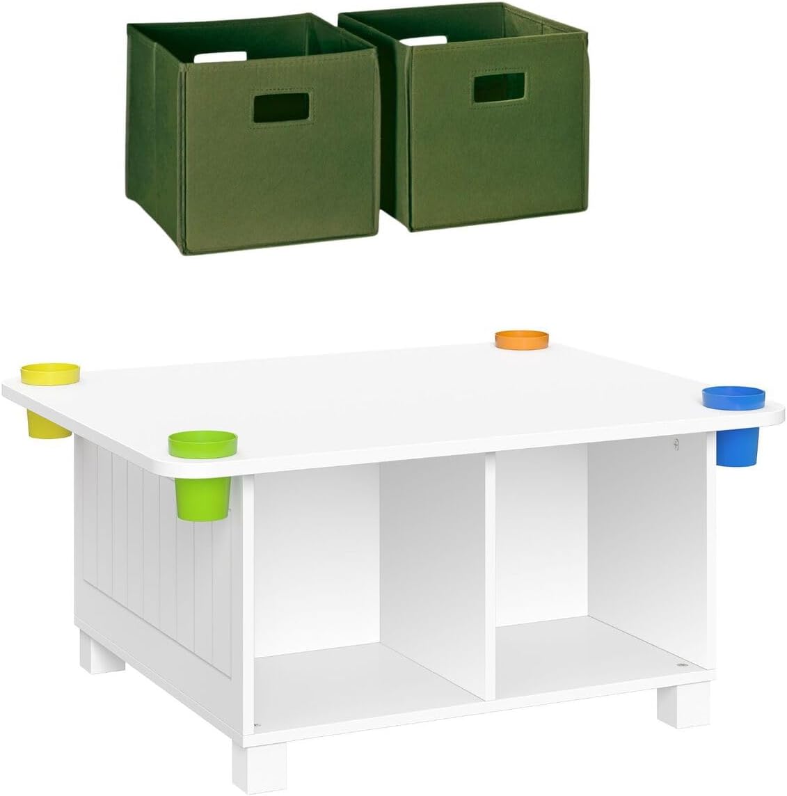 RiverRidge Kids Activity Table with 4 Storage Cubbies and Cups, White
